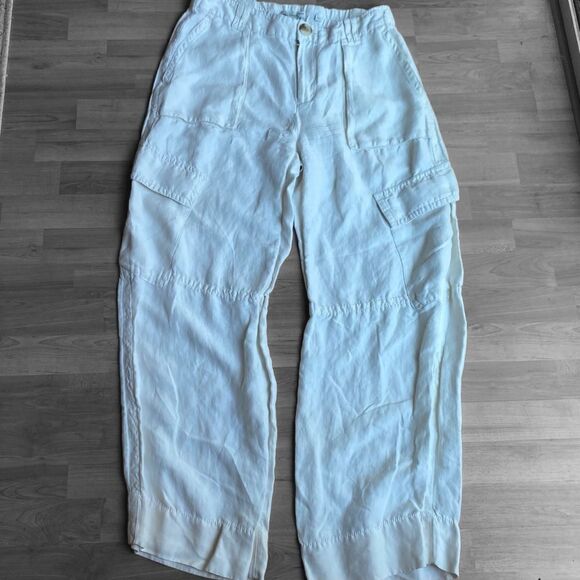 VINCE Linen Wide Leg Cargo Pants Size 8 - Picture 3 of 6